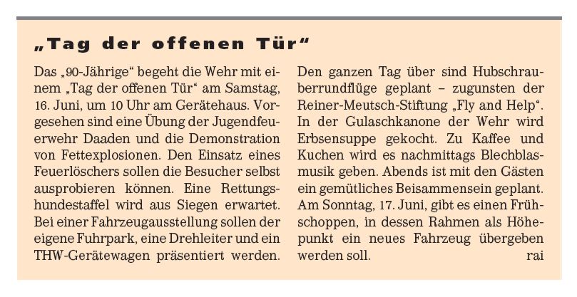 Tag der offenen Tür am 16. Juni 2012